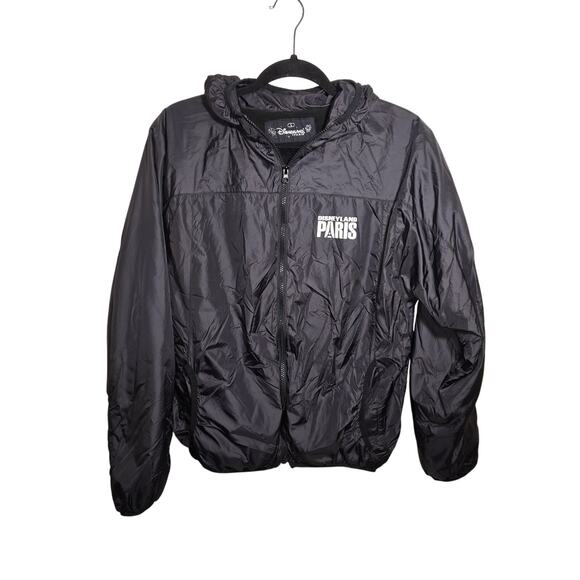 DISNEYLAND PARIS BLACK FLEECE LINED FULL ZIP HOODED JACKET UNISEX ADULT LARGE - Picture 1 of 11